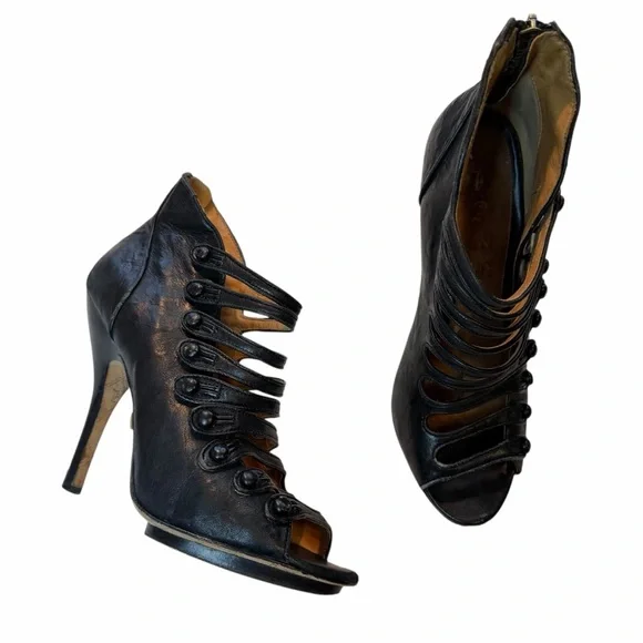 L.A.M.B Genuine Leather Stilettos Strappy caged heel bootie size 8 - Picture 1 of 9